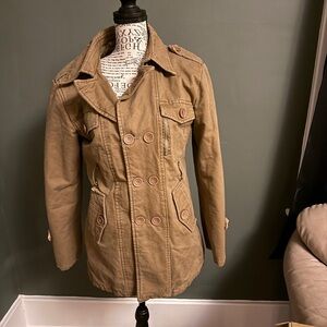 Women's Tan Double-Breasted Jacket